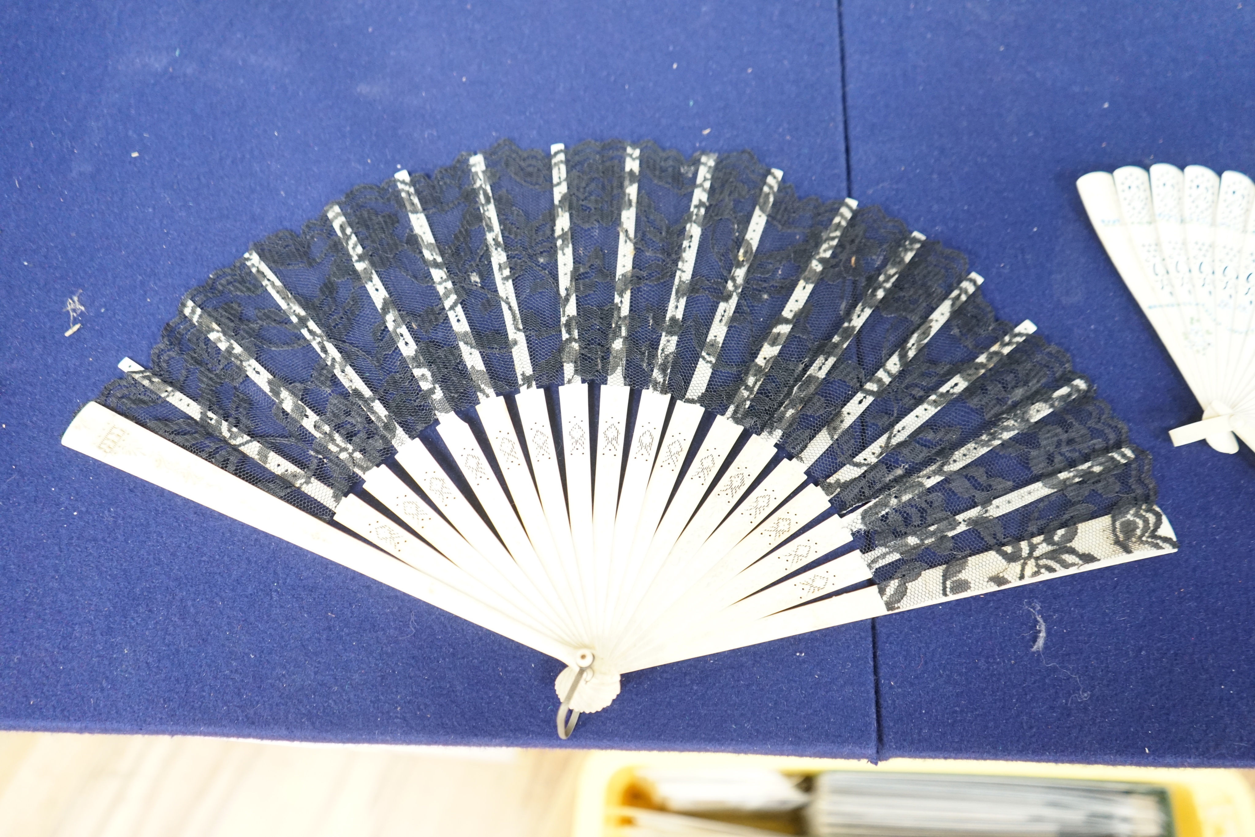 A collection of 10 fans, including some ivory and bone, 19th/early 20th century